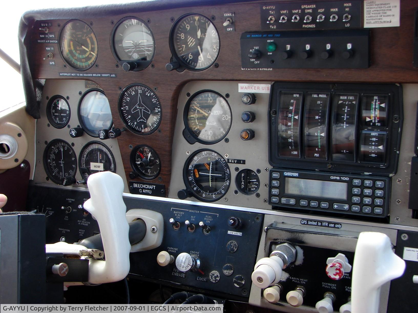 G-AYYU, 1971 Beech C23 Sundowner 180 Sundowner 180 C/N M-1353, View from the passenger seat of the instument panels