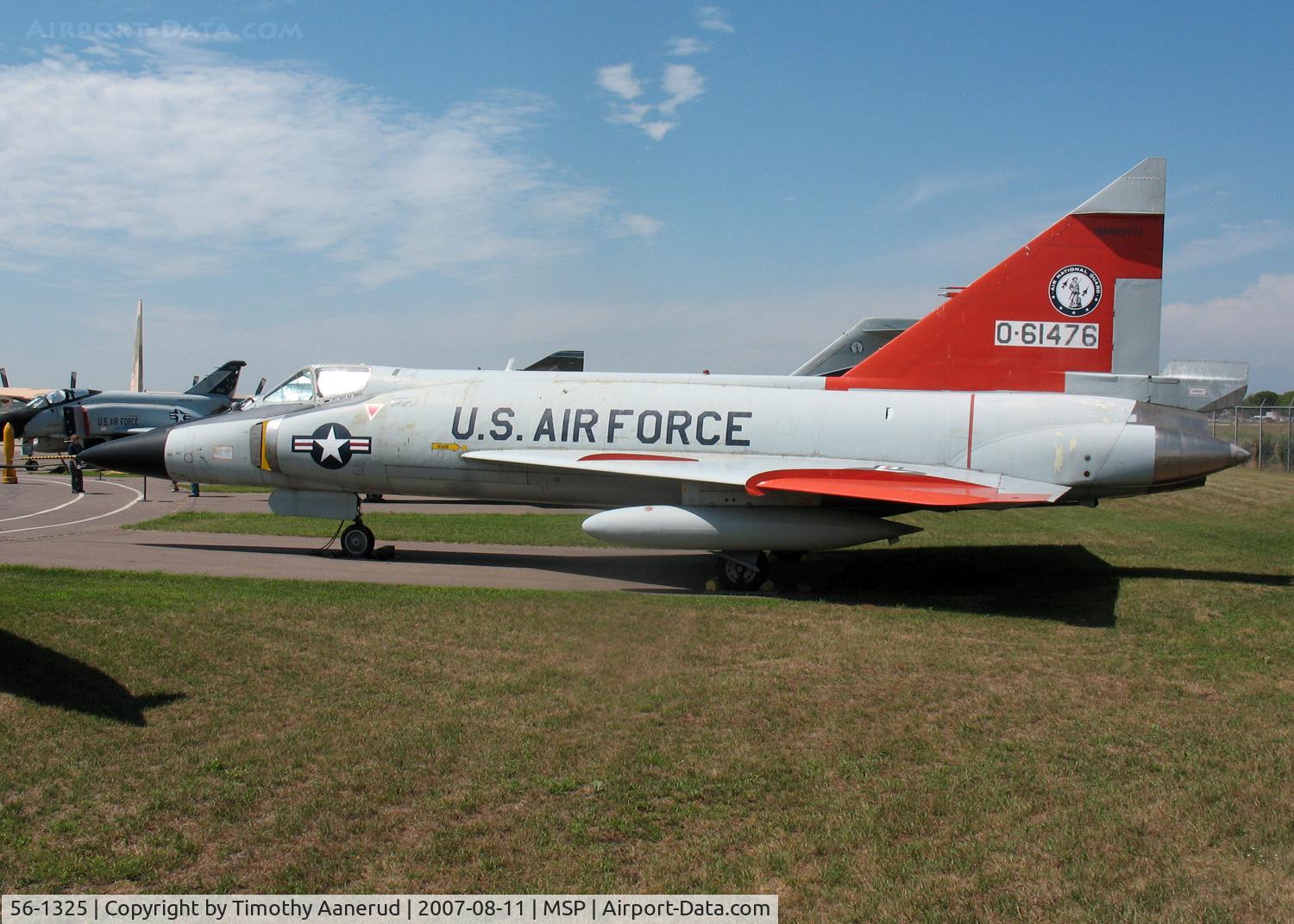 56-1325, 1956 Convair F-102A Delta Dagger C/N Not found 56-1325, Convair F102A Delta Dagger, on displayed as 56-1476. Minnesota Air National Guard Museum