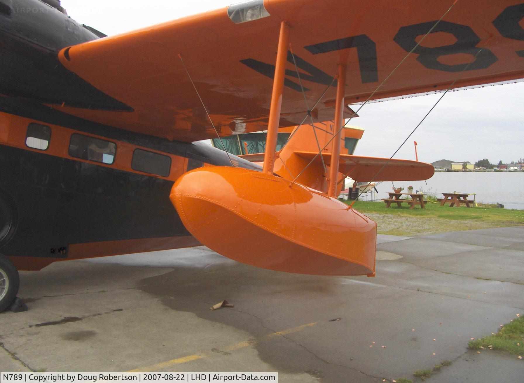 N789, 1943 Grumman G-21A Goose C/N B-102, 1943 Grumman G-21A GOOSE, two P&W R-985-AN6 450 Hp each, at Alaska Aviation Heritage Museum, wing aux float