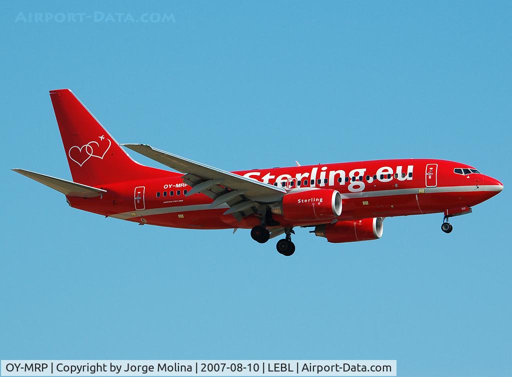 OY-MRP, 2007 Boeing 737-7K9 C/N 34401, On short final RWY 25R, with 