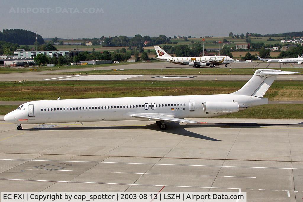 EC-FXI, 1989 McDonnell Douglas MD-83 (DC-9-83) C/N 49630, arriving at gate