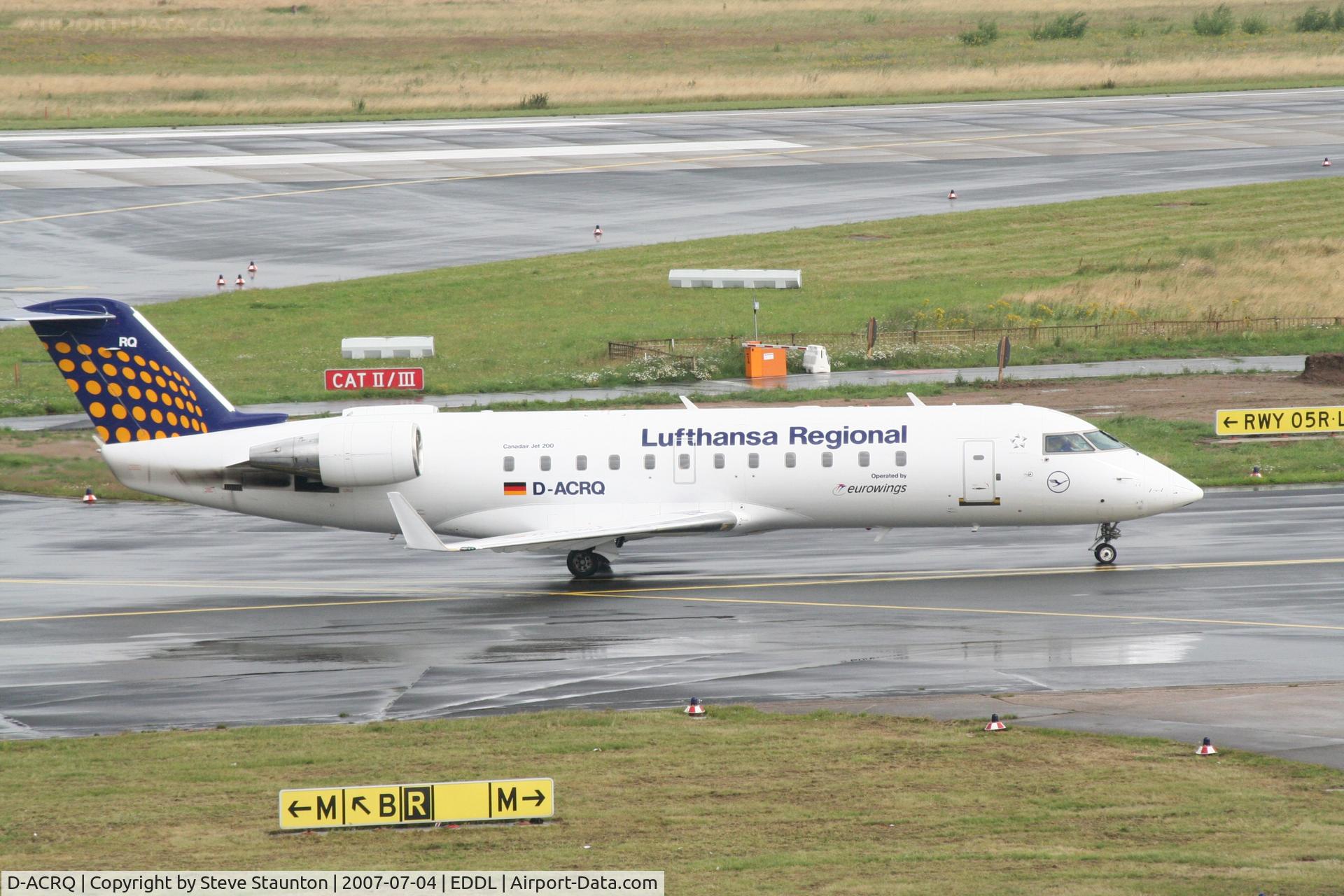D-ACRQ, 2002 Canadair CRJ-200LR (CL-600-2B19) C/N 7629, Taken at Dusseldorf July 2007