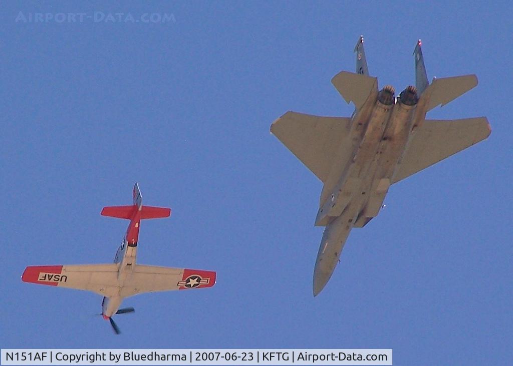 N151AF, 1945 North American P-51D Mustang C/N 45-11525, F-15 and Mustang Fly-by EAA Front Range