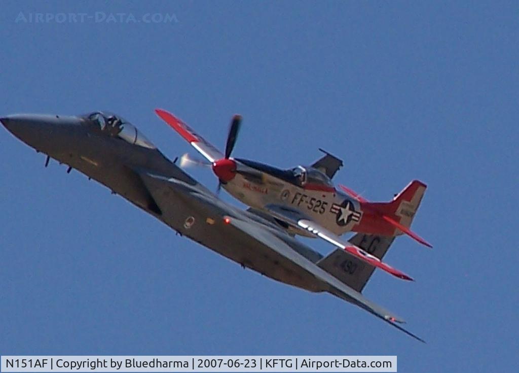 N151AF, 1945 North American P-51D Mustang C/N 45-11525, F-15 and Mustang Fly-by EAA Front Range
