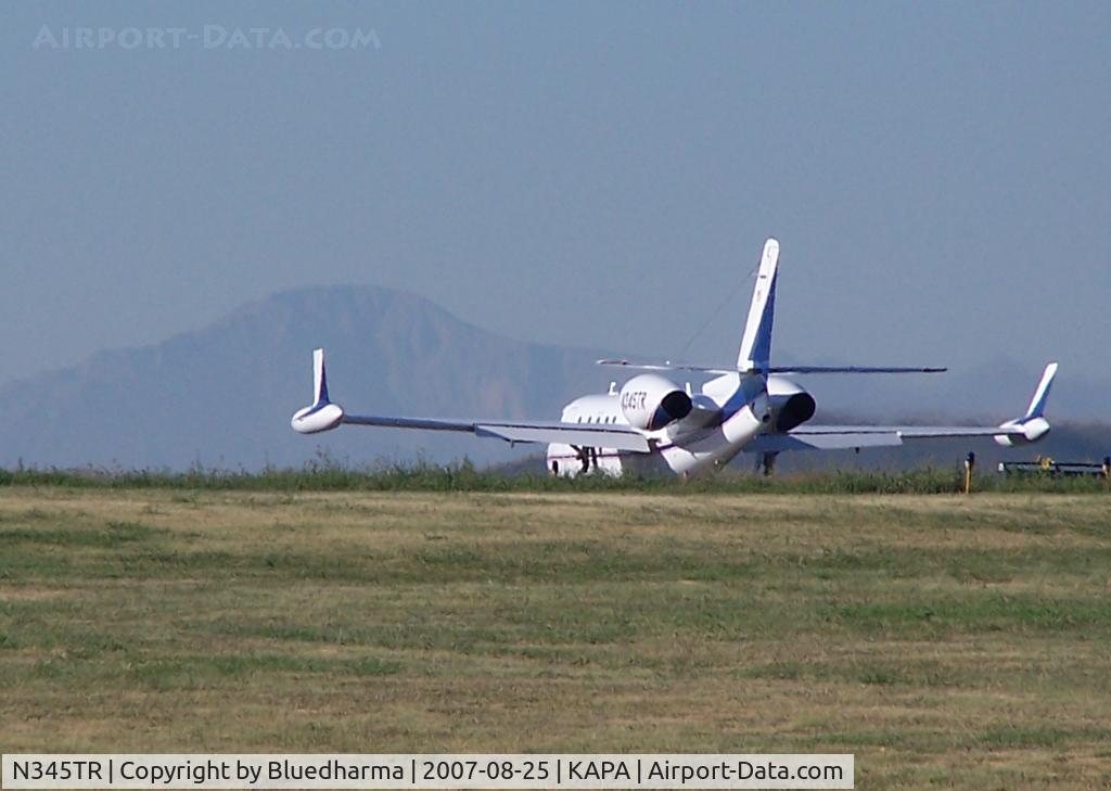 N345TR, 1981 Israel Aircraft Industries 1124A C/N 345, Takeoff, Pikes Peak in the background.