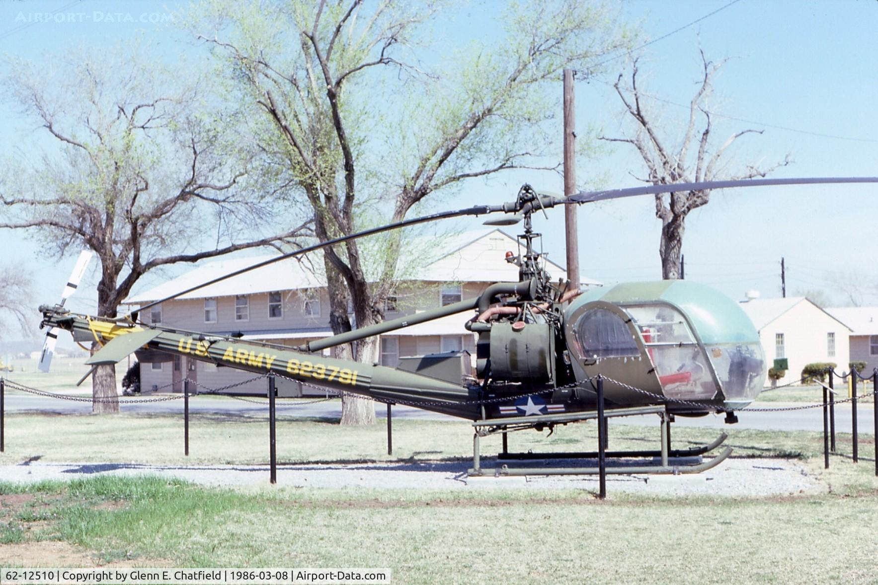 62-12510, 1962 Hiller OH-23F Raven C/N 2293, OH-23F at Ft. Sill, OK, marked as OH-23G shot down in Vietnam