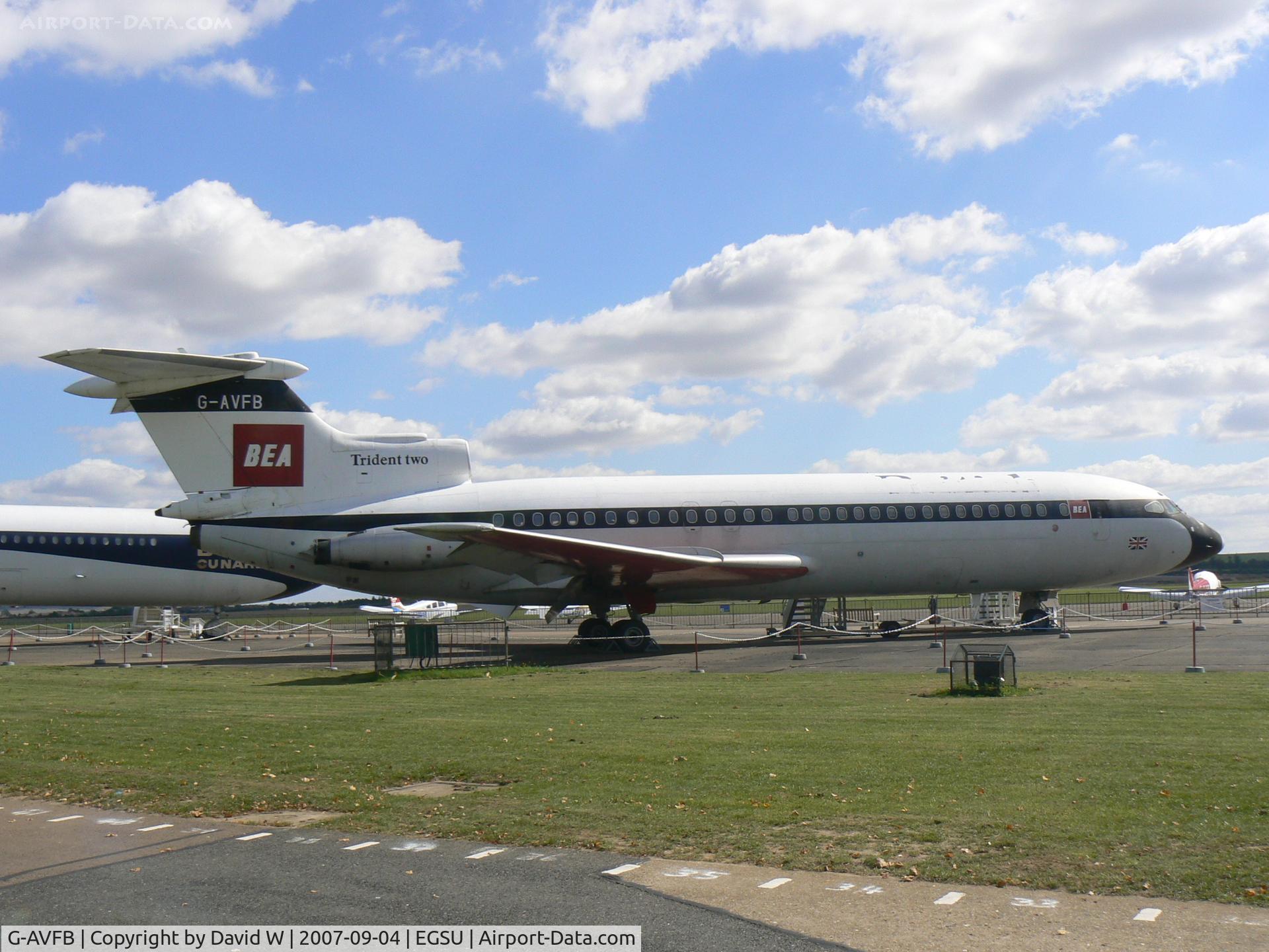 G-AVFB, 1967 Hawker Siddeley HS-121 Trident 2E C/N 2141, On display at Duxford museum.