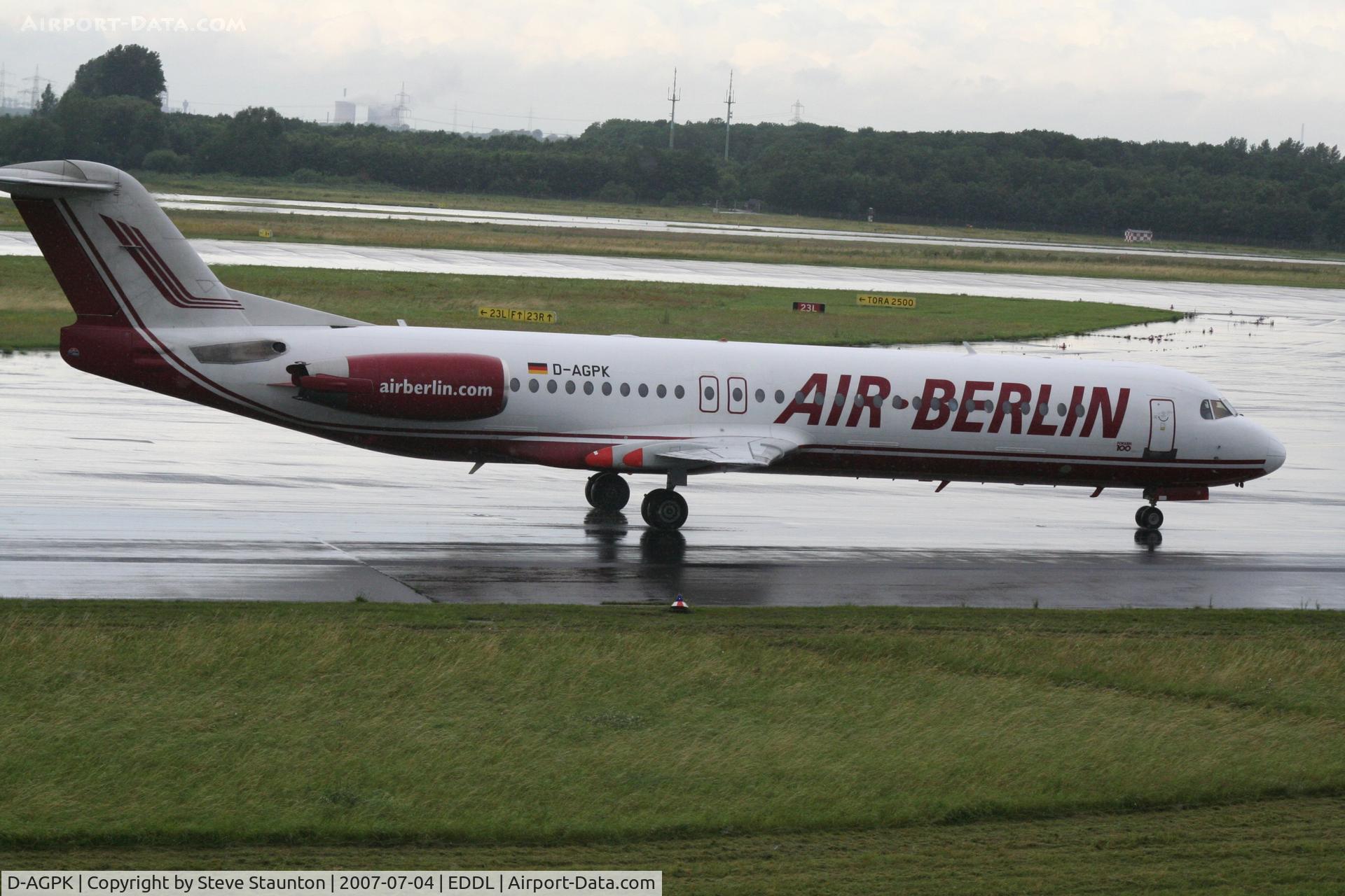 D-AGPK, 1990 Fokker 100 (F-28-0100) C/N 11313, Taken at Dusseldorf July 2007