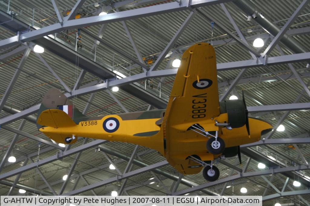 G-AHTW, 1940 Airspeed AS.10 Oxford I C/N 3083, Oxford hanging in the new IWM hangar at Duxford