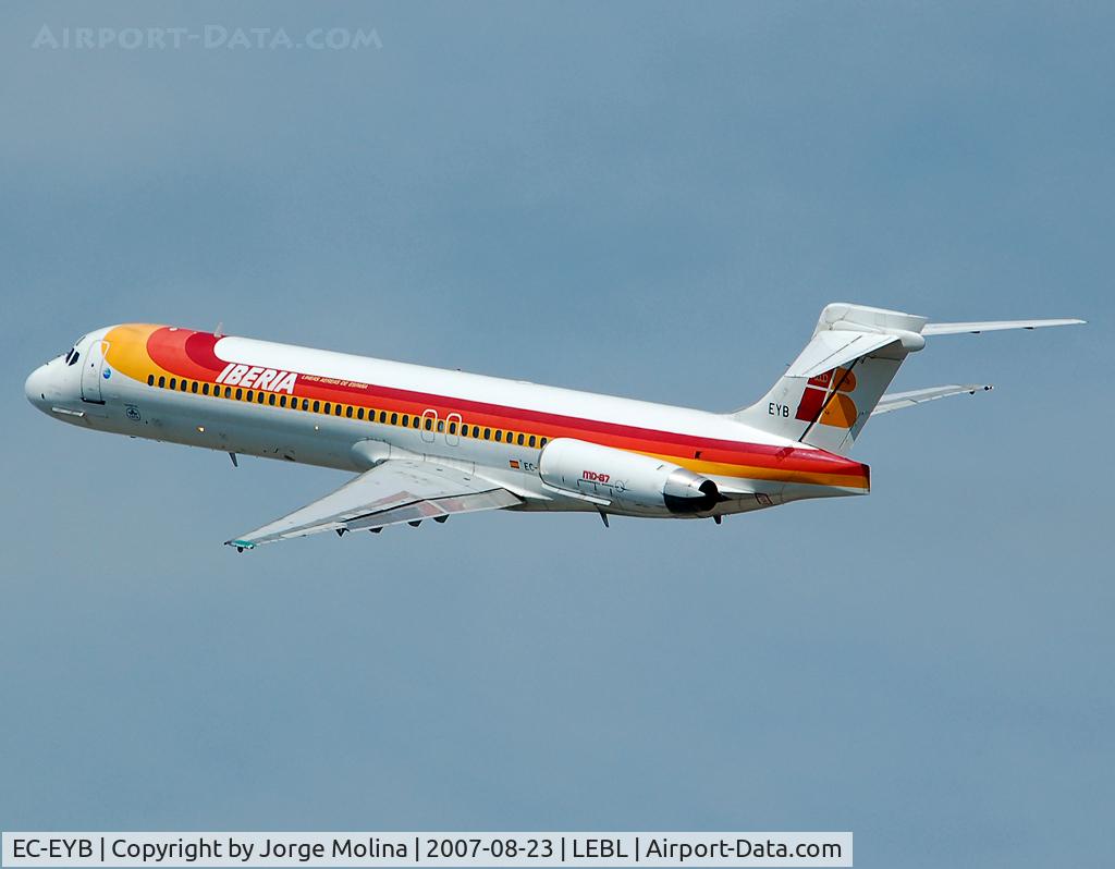EC-EYB, 1990 McDonnell Douglas MD-87 (DC-9-87) C/N 49838, Take off RWY 25L.