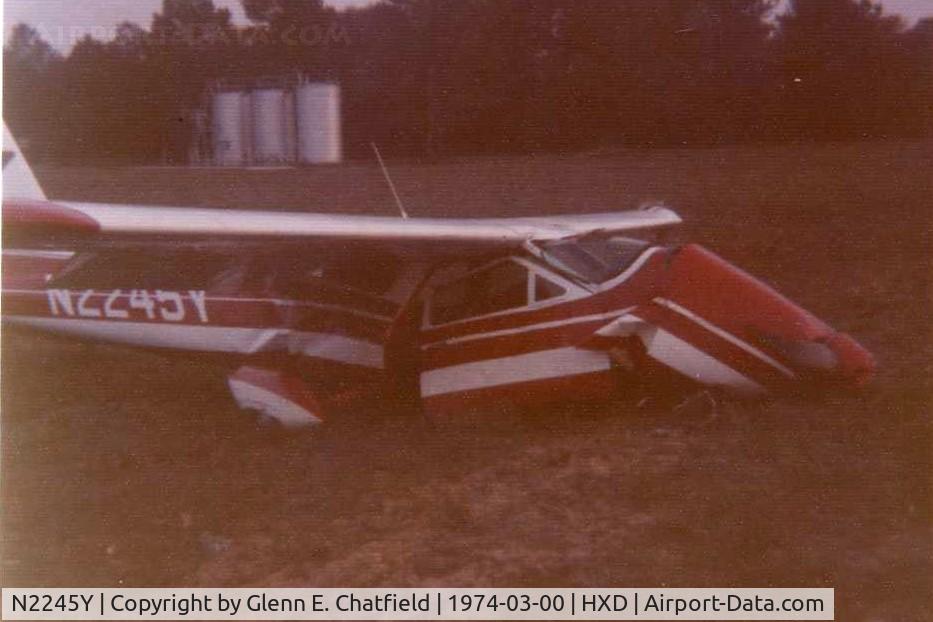 N2245Y, Cessna C177 C/N unknown, Pilot stalled on take-off with 30kt crosswind.  Minor injuries.  Late evening, I just landed in a CH-47 Chinook for building a pontoon bridge to the Island since a barge knocked out the only bridge.