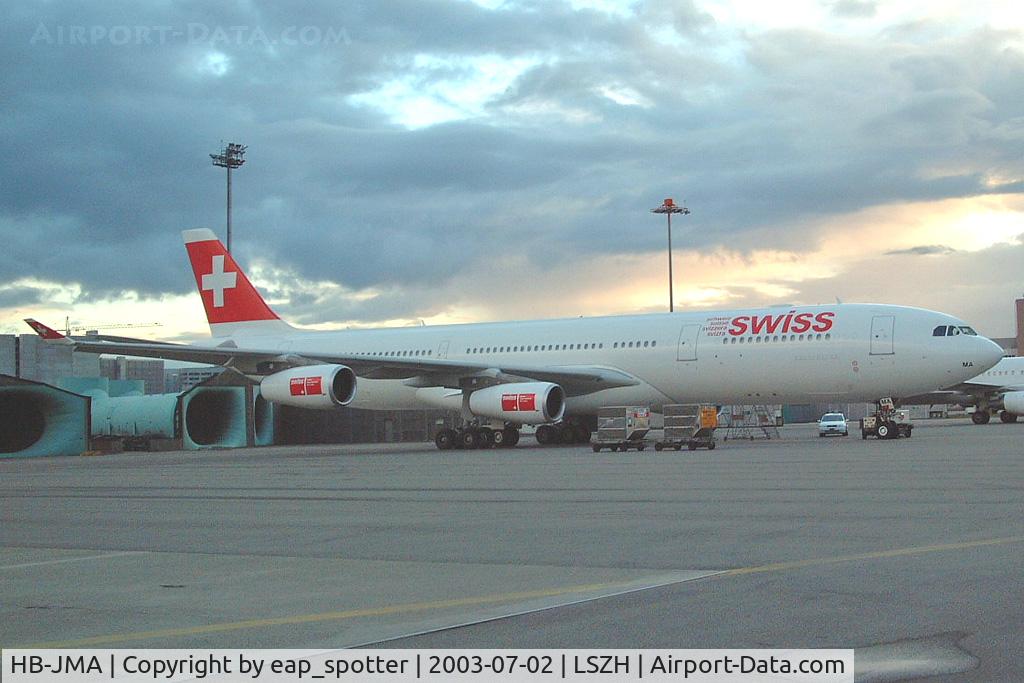HB-JMA, 2003 Airbus A340-313 C/N 538, infront of silencers