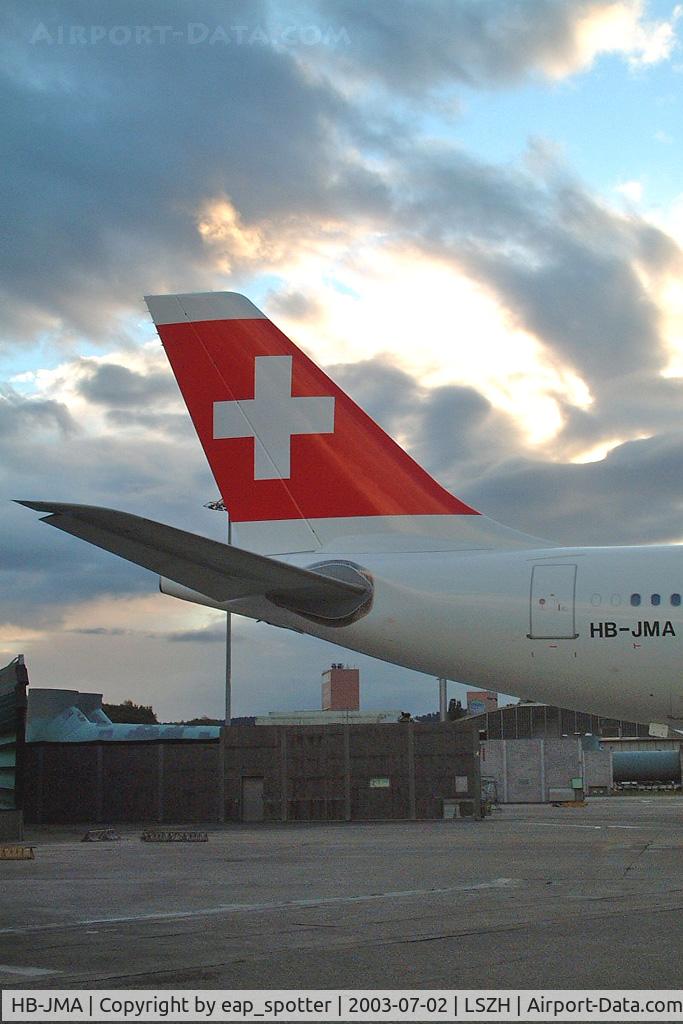 HB-JMA, 2003 Airbus A340-313 C/N 538, close up tail