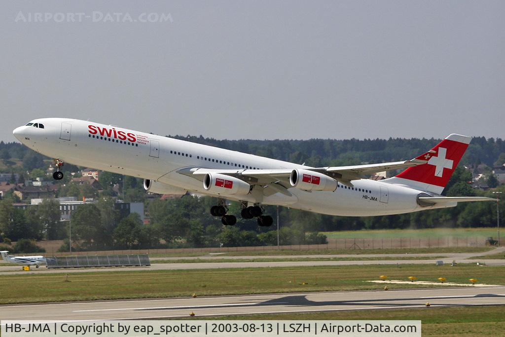 HB-JMA, 2003 Airbus A340-313 C/N 538, just after take off