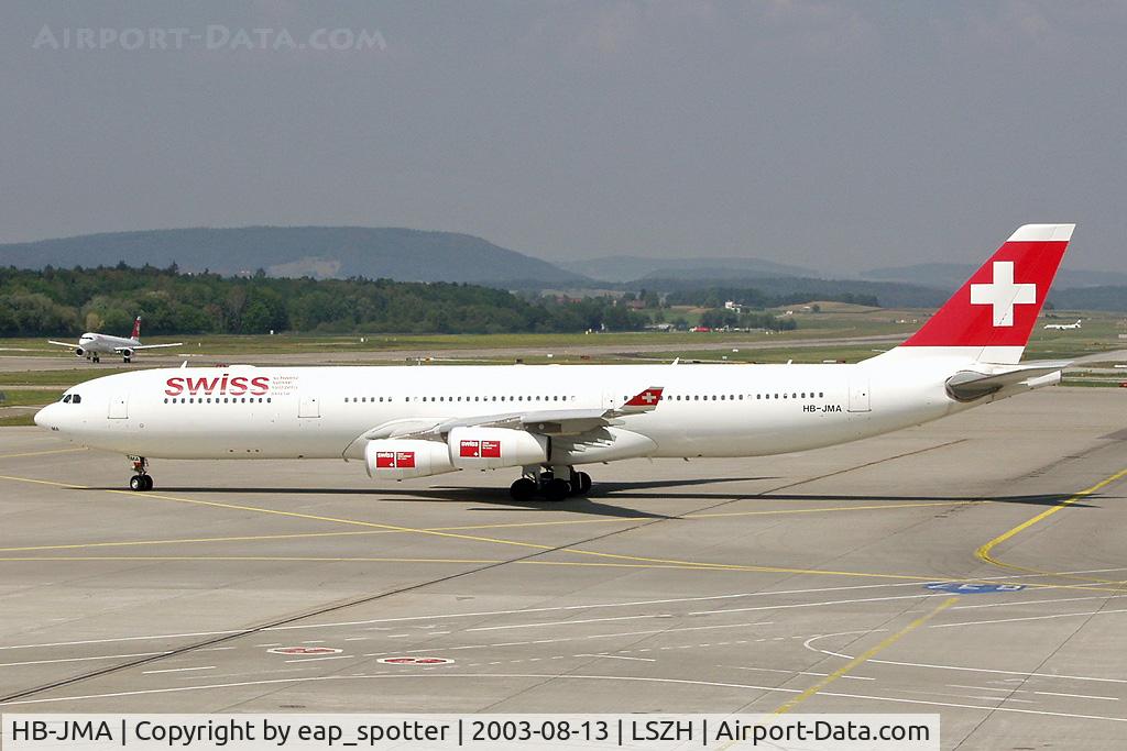 HB-JMA, 2003 Airbus A340-313 C/N 538, now taxi to holdingpoint