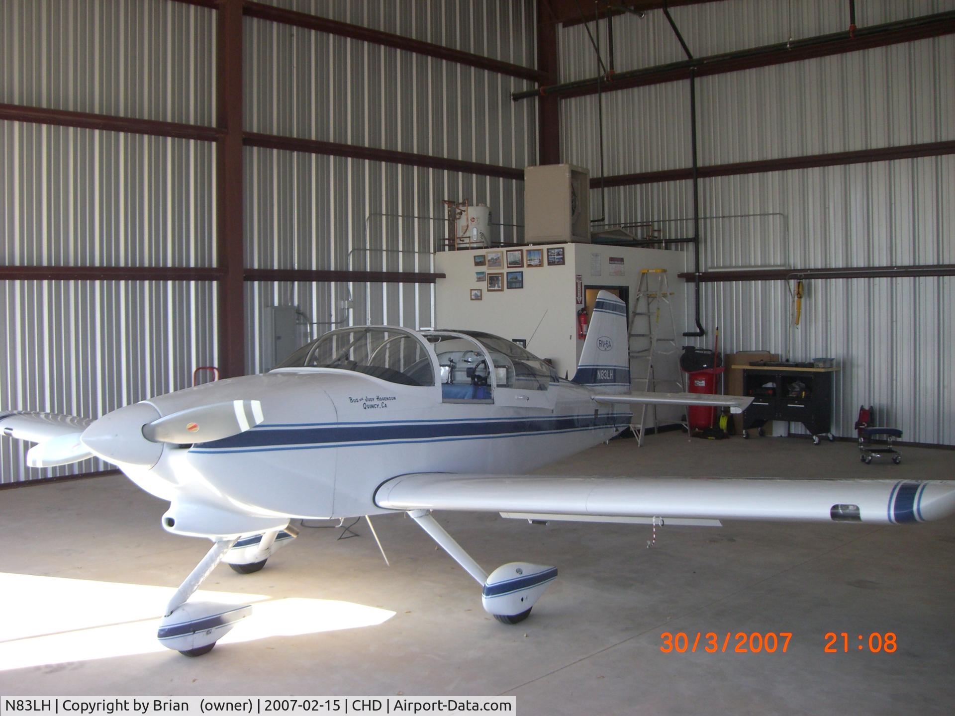 N83LH, 1995 Vans RV-6A C/N 22167, in the hangar chandler az feb 2007