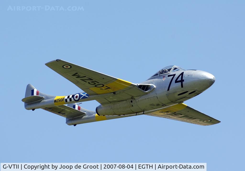 G-VTII, 1954 De Havilland DH-115 Vampire T.11 C/N 15127, Still wearing its former military colors