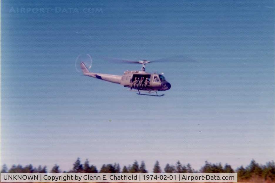 UNKNOWN, , UH-1D carrying members of the 27th Airborne Combat Engineer Battalion for a jump at Ft. Bragg, NC