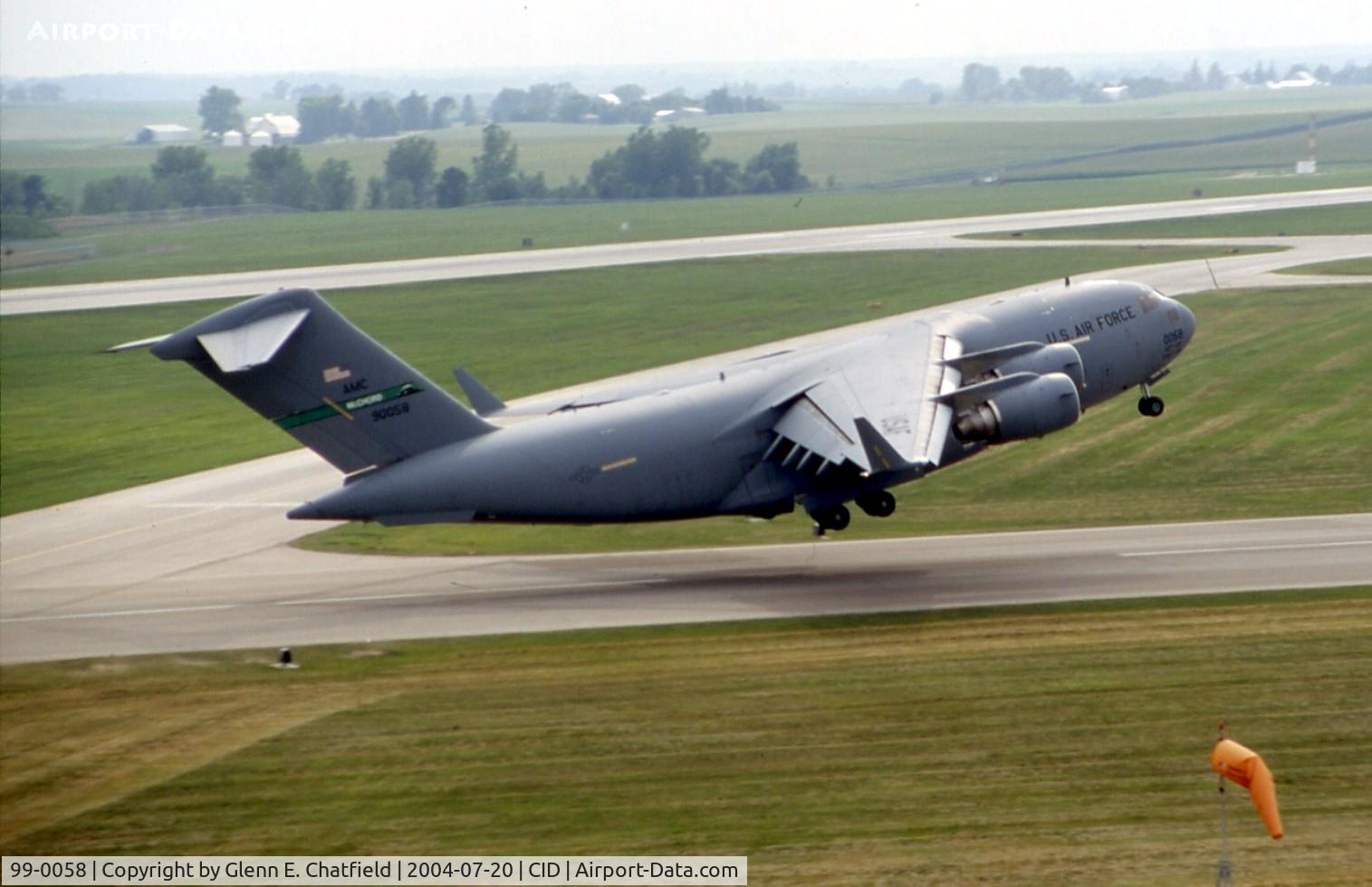 99-0058, 1999 Boeing C-17A Globemaster III C/N 50062/P-58, C-17A departing runway 31, seen from the control tower