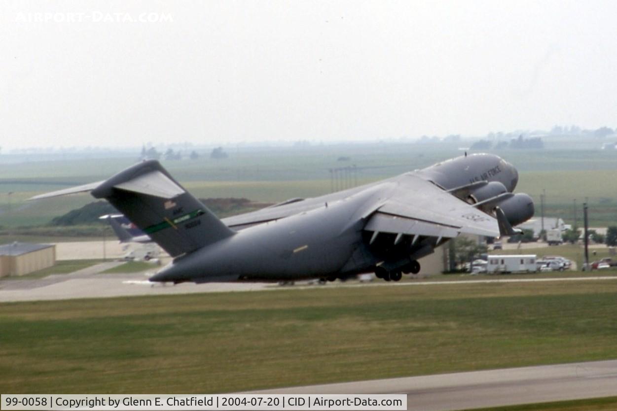 99-0058, 1999 Boeing C-17A Globemaster III C/N 50062/P-58, C-17A departing runway 31, seen from the control tower