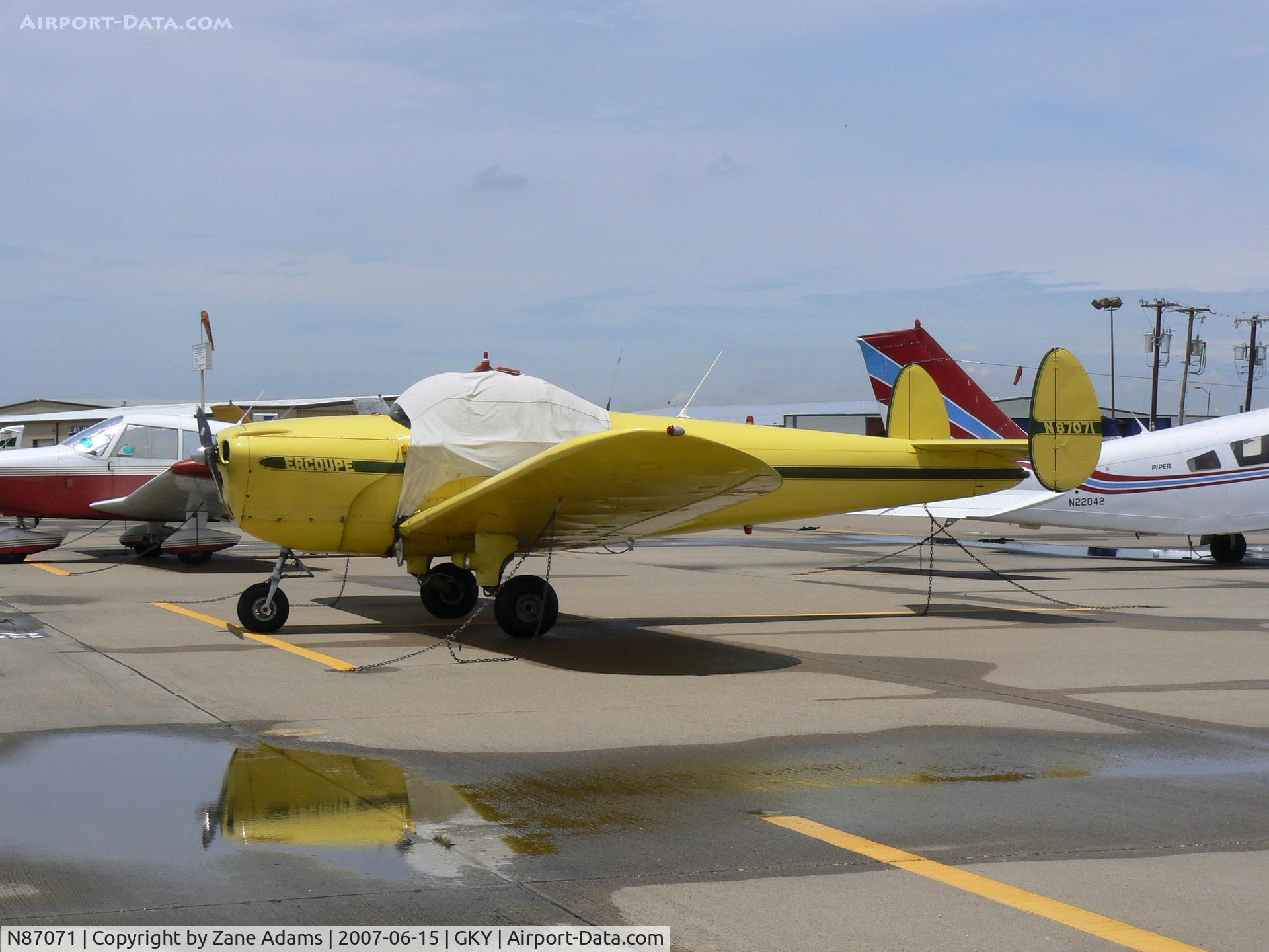 N87071, 1946 Erco 415C Ercoupe C/N 244, on the ramp at Arlington Muni