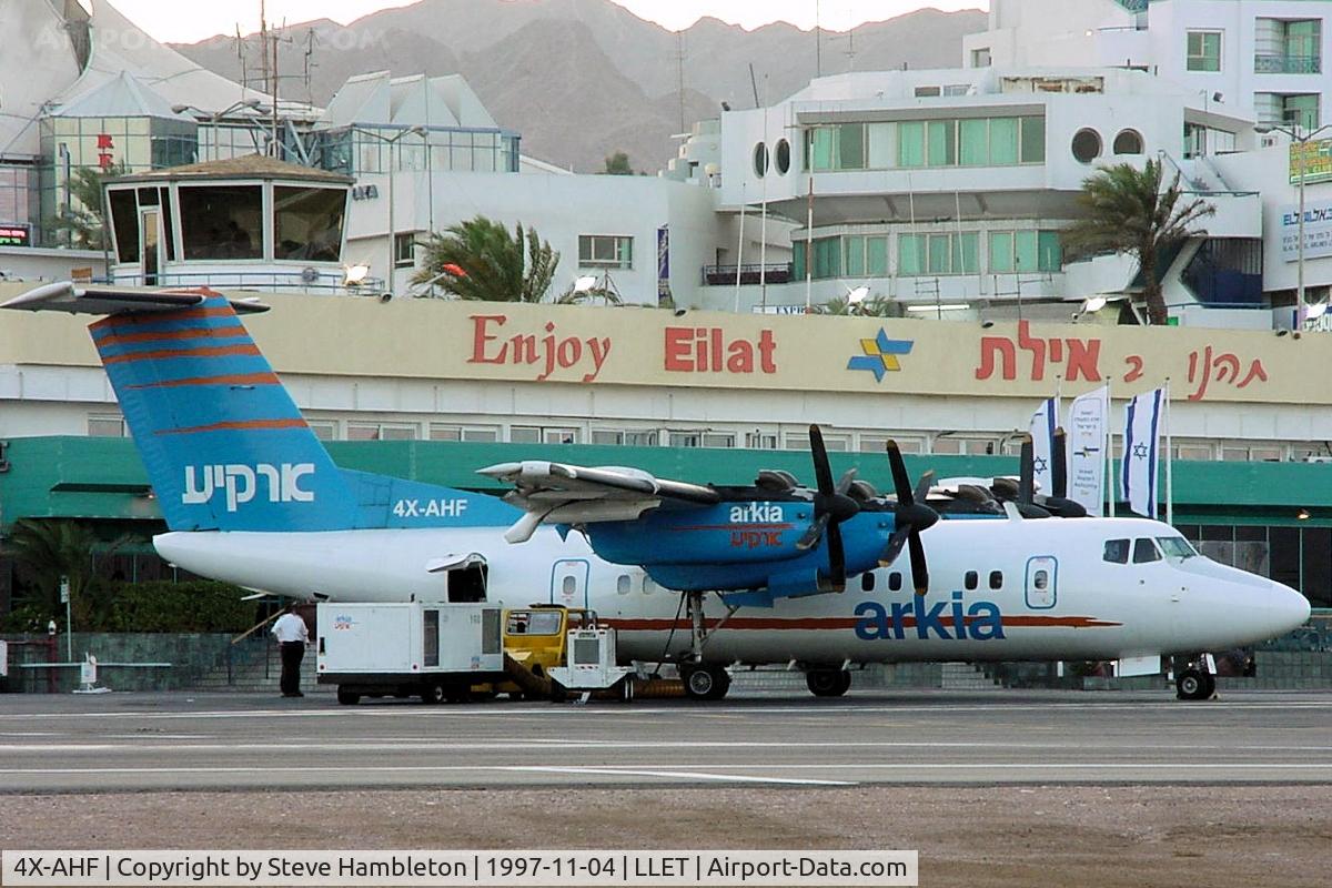 4X-AHF, 1982 De Havilland Canada DHC-7-102 Dash 7 C/N 77, Arkia Airways Dash 7 at Eilat, Israel