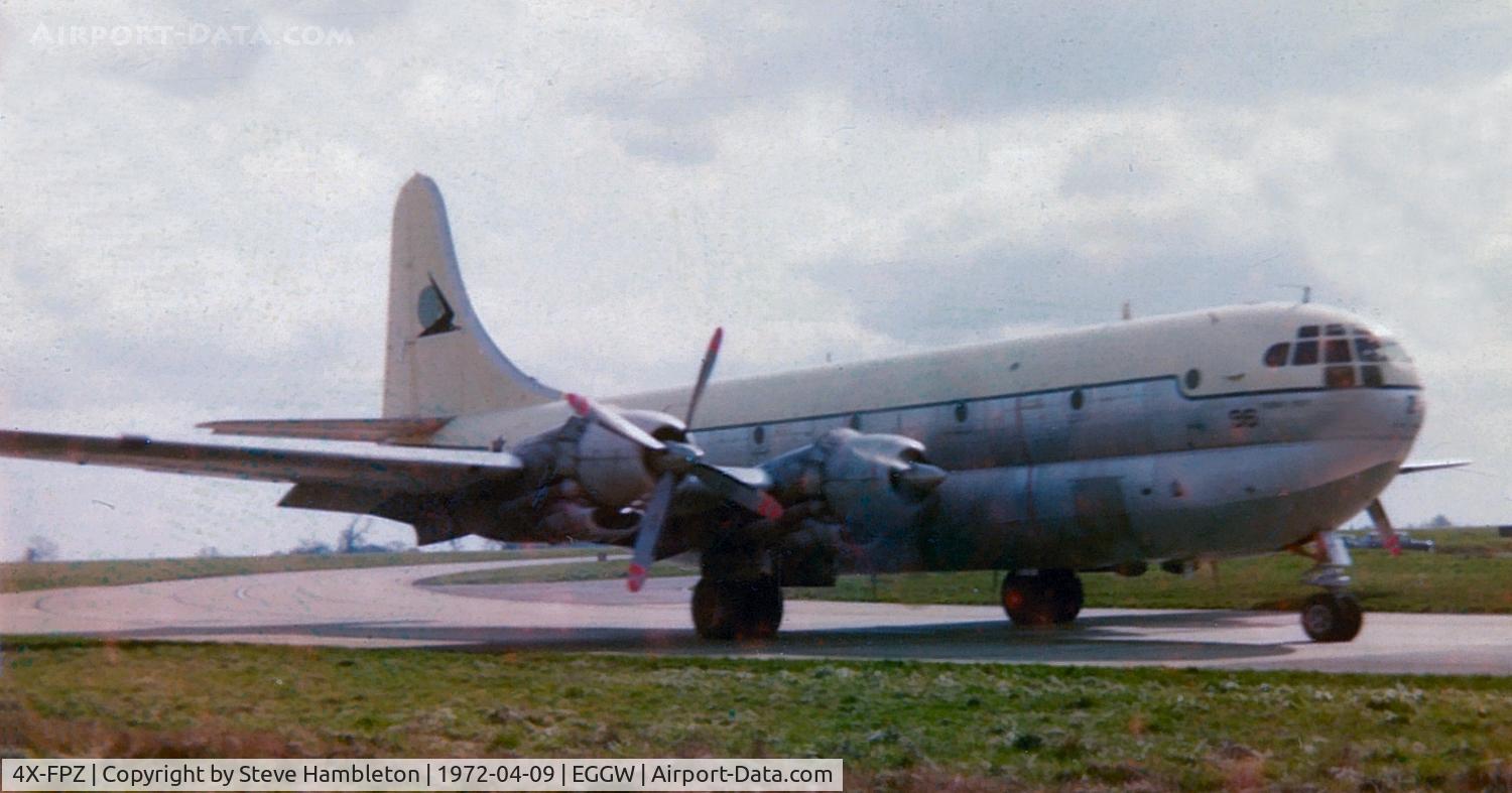 4X-FPZ, 1949 Boeing 377 Stratocruiser C/N 15962, A rare visitor to Luton in 1972. Unfortunately the picture quality is not brilliant