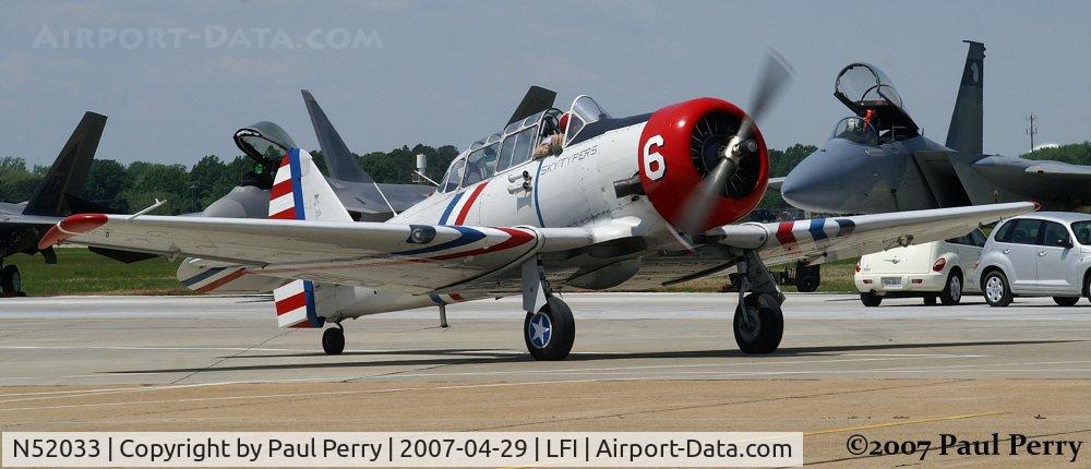 N52033, 1946 North American SNJ-2 Texan C/N 2040, Was Zero before, then Number Six.  Sadly, crashed on September 7, 2007