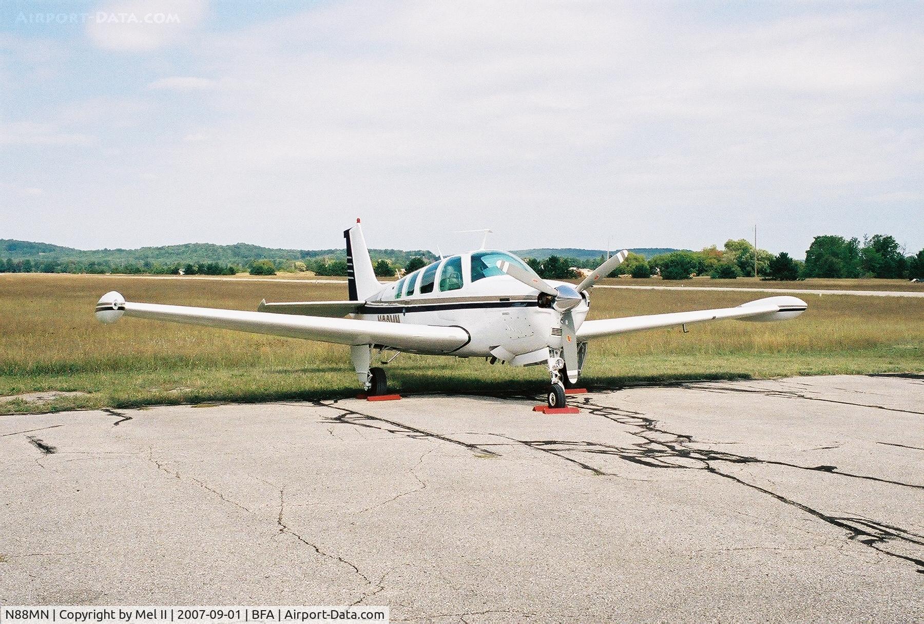 N88MN, 1975 Beech A36 Bonanza 36 C/N E-741, Parked @ Boyne Mountain Airport (BFA)