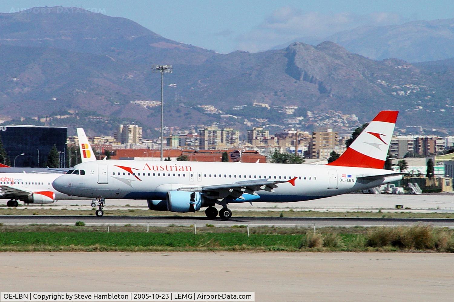 OE-LBN, 1997 Airbus A320-214 C/N 768, Taxiing out for take off at Malaga Pablo Picasso Airport