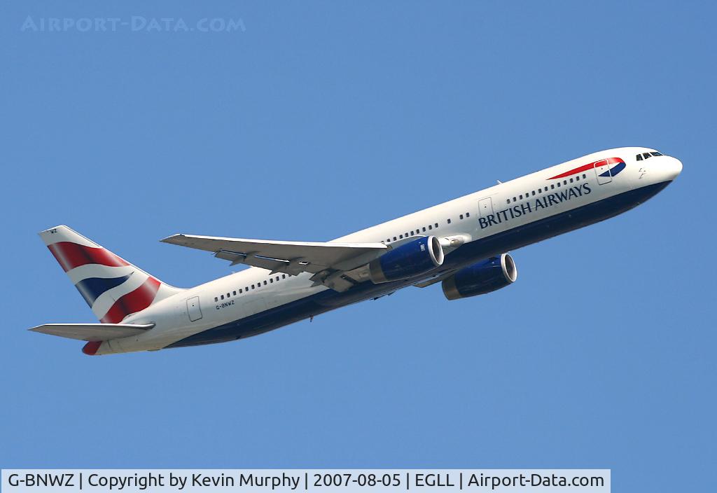 G-BNWZ, 1997 Boeing 767-336/ER C/N 25733, BA 767 off 09R