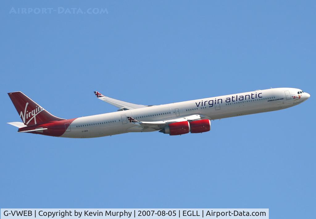 G-VWEB, 2006 Airbus A340-642 C/N 787, Graceful 340 departure off 09R