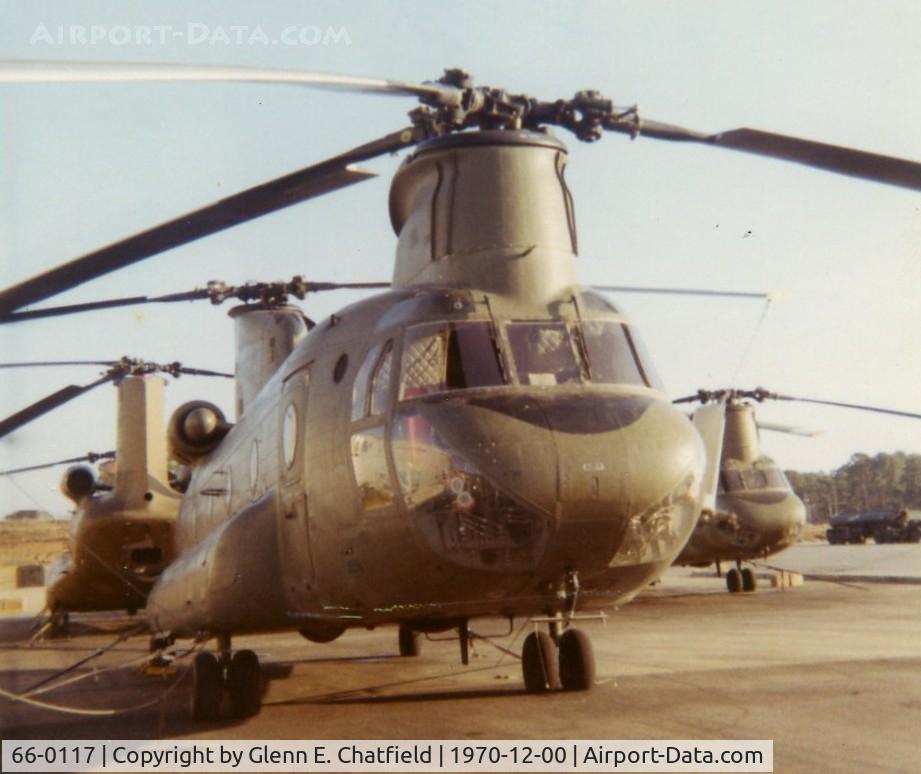 66-0117, 1966 Boeing Vertol CH-47A Chinook C/N B.249, CH-47A at the maintenance ramp, Lawson Army Air Field, Ft. Benning.  It was transferred to the VNAF and captured by North Vietnam at the end of the war.