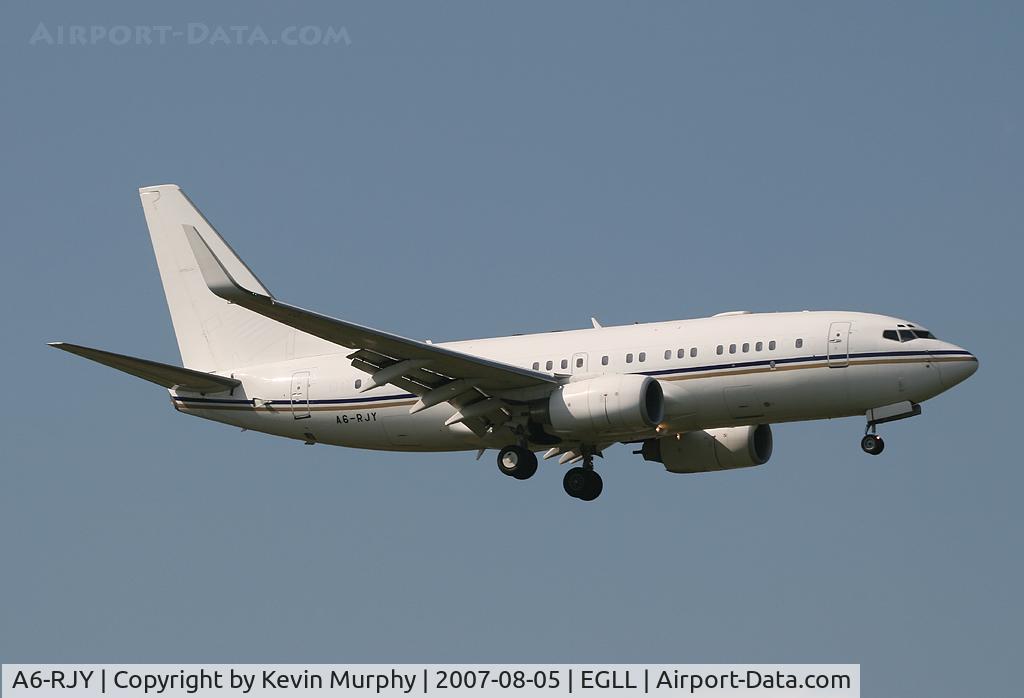 A6-RJY, 1999 Boeing 737-7Z5 BBJ C/N 29857, Royal Flight 737