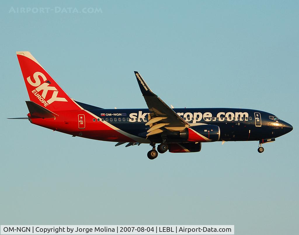 OM-NGN, 2007 Boeing 737-7GL C/N 34759, Arriving at sunrise of BCN.