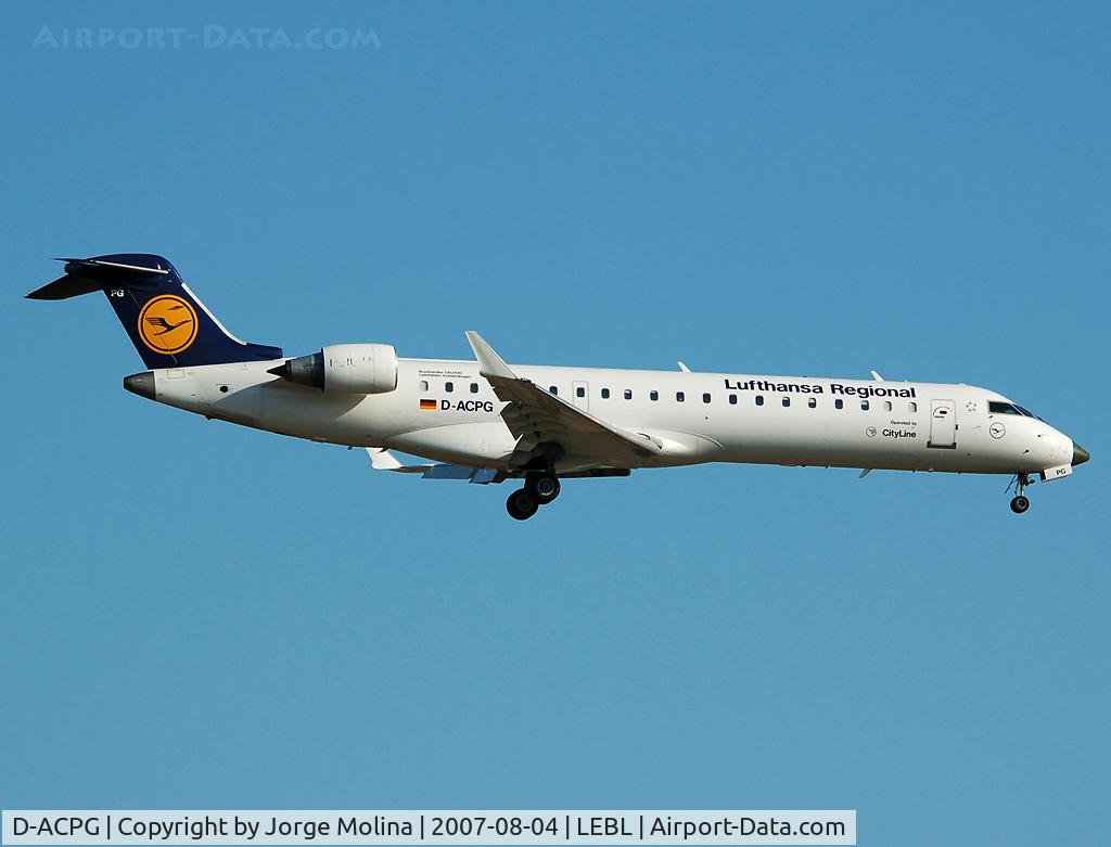D-ACPG, 2002 Canadair CRJ-701ER (CL-600-2C10) Regional Jet C/N 10034, CRJ on final RWY 25R, with nose in olive green colour.