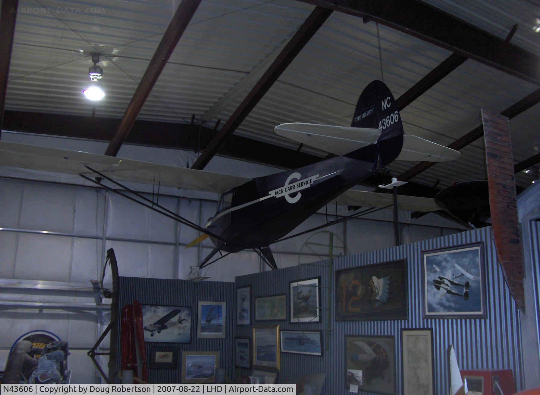 N43606, 1946 Taylorcraft BC12-D C/N 7265, 1946 Taylorcraft BC12-D, Continental A&C65 65 Hp, on skis at Alaska Aviation Heritage Museum