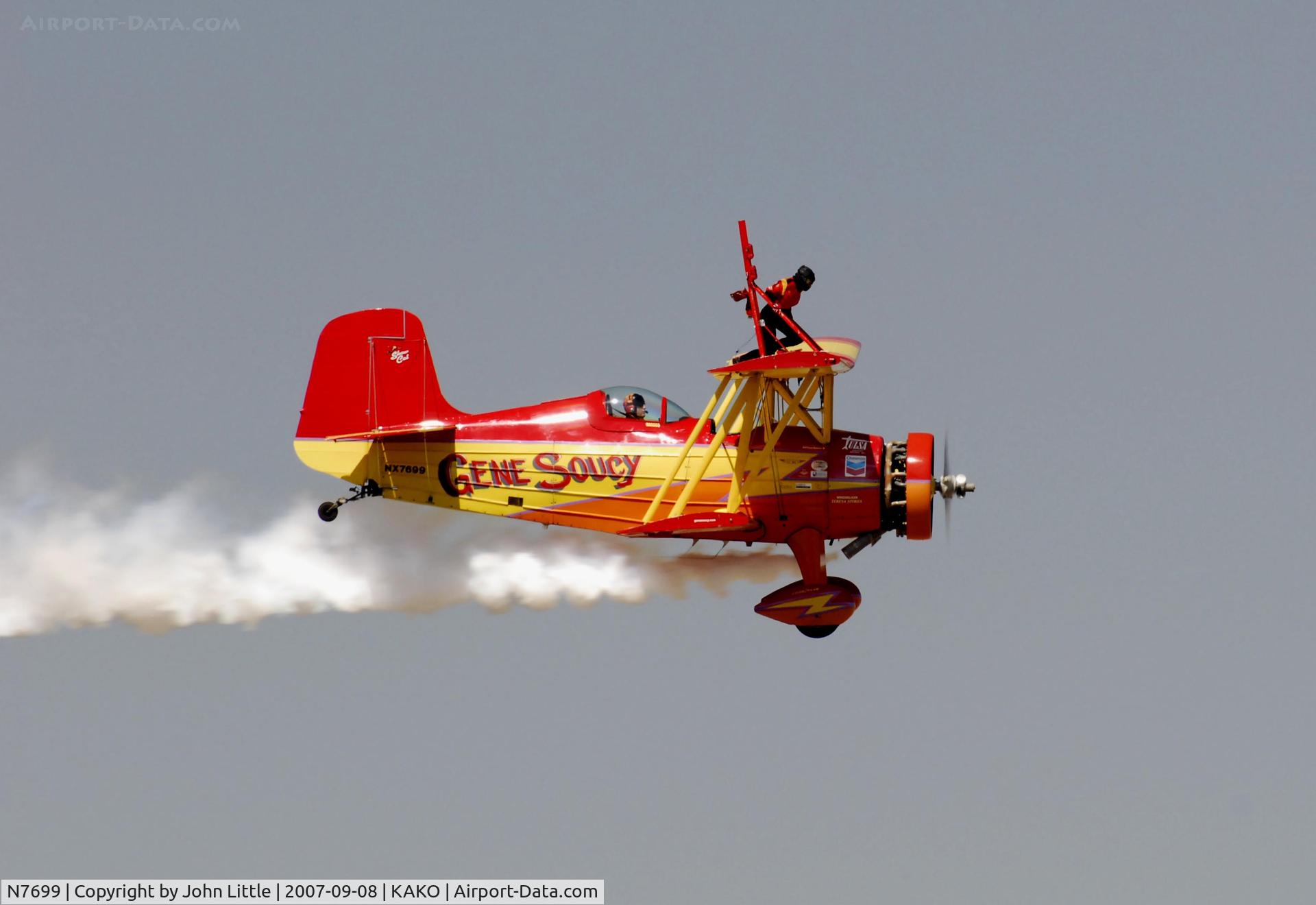 N7699, 1972 Grumman G-164A Show Cat C/N 1004, Gene Soucy & Teresa Stokes - Wing Walking - National Radial Engine Exhibition - 2007 Akron Colorado