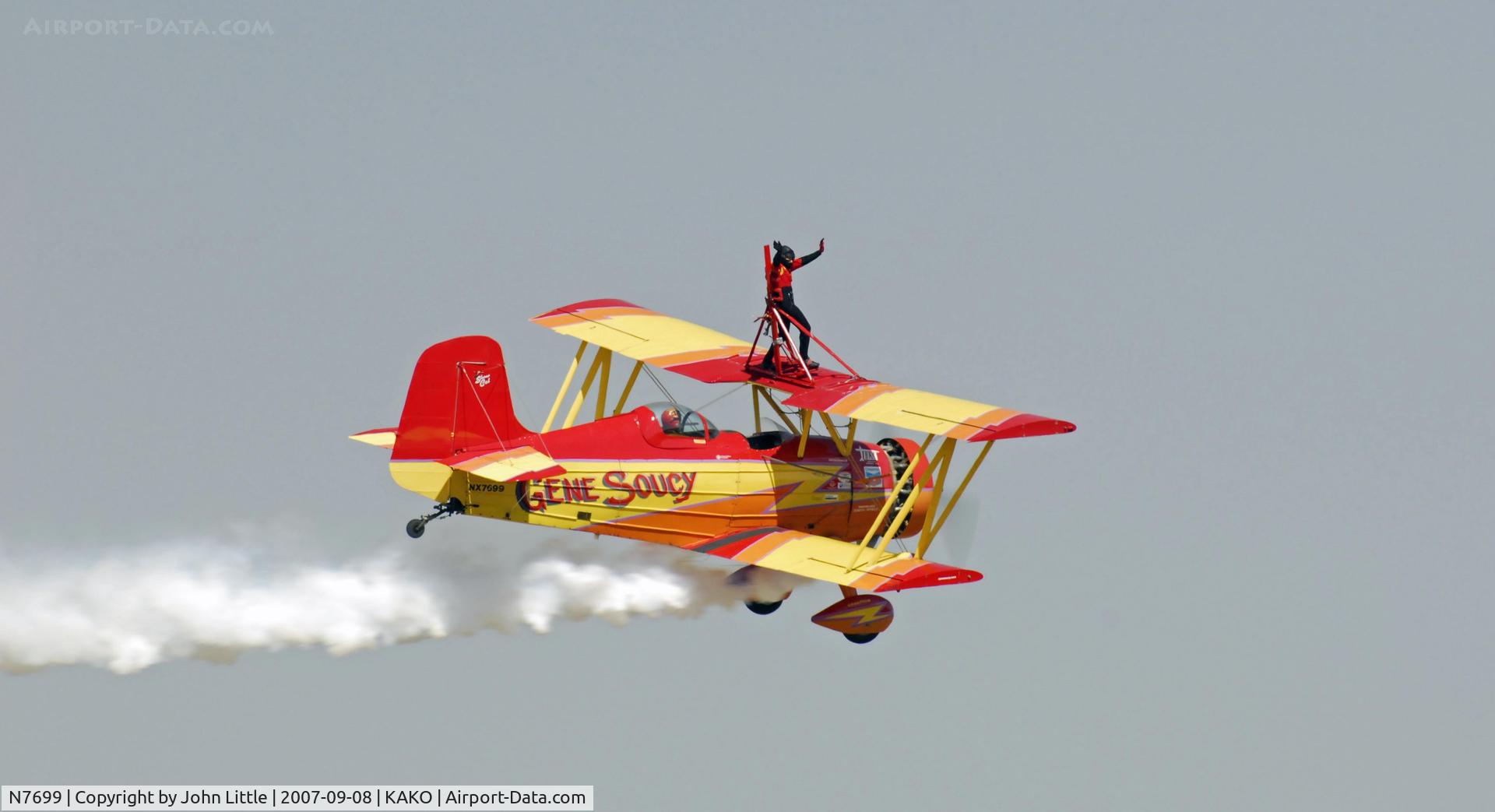 N7699, 1972 Grumman G-164A Show Cat C/N 1004, Gene Soucy & Teresa Stokes - Wing Walking - National Radial Engine Exhibition - 2007 Akron Colorado