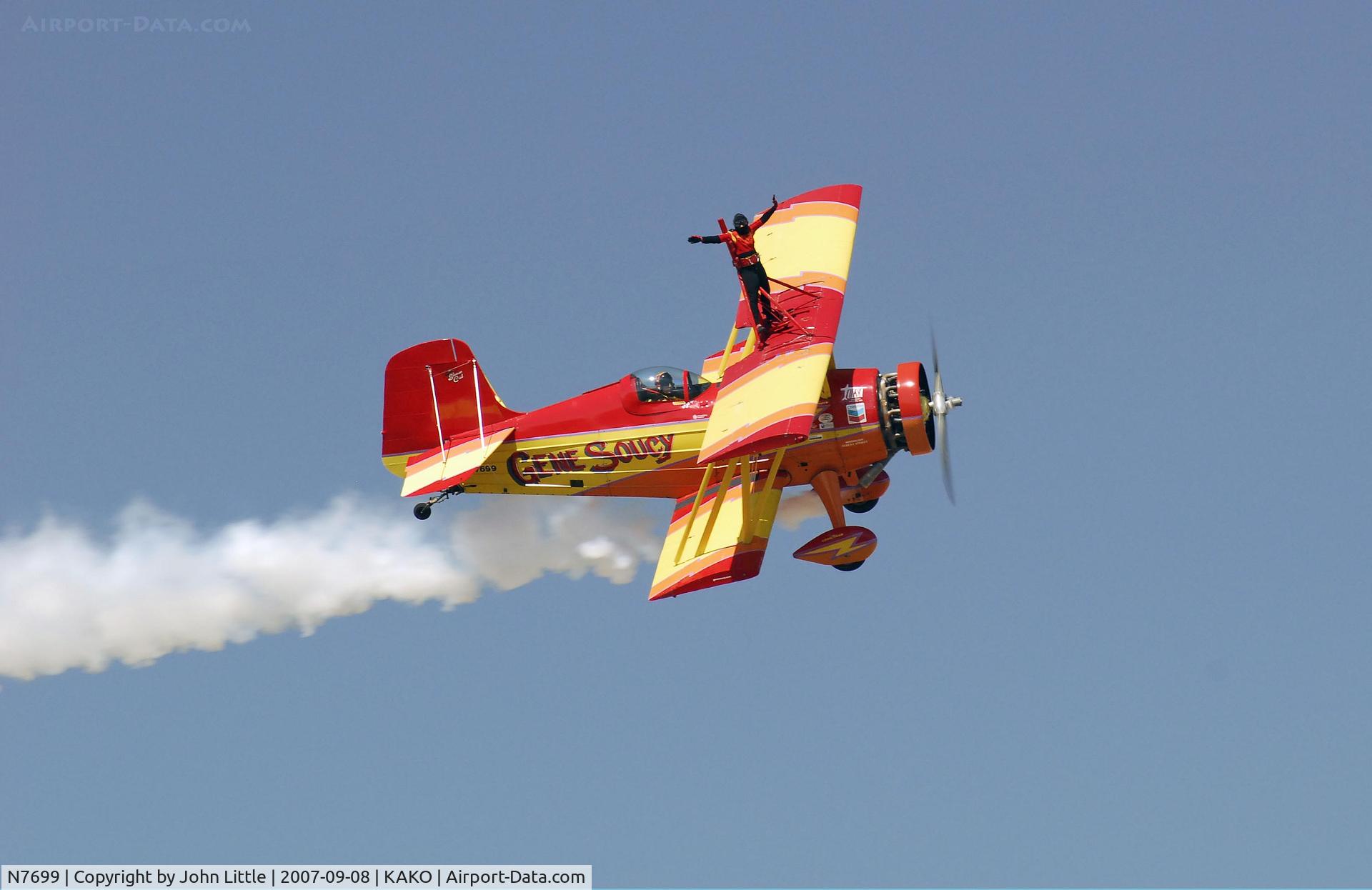 N7699, 1972 Grumman G-164A Show Cat C/N 1004, Gene Soucy & Teresa Stokes - Wing Walking - National Radial Engine Exhibition - 2007 Akron Colorado