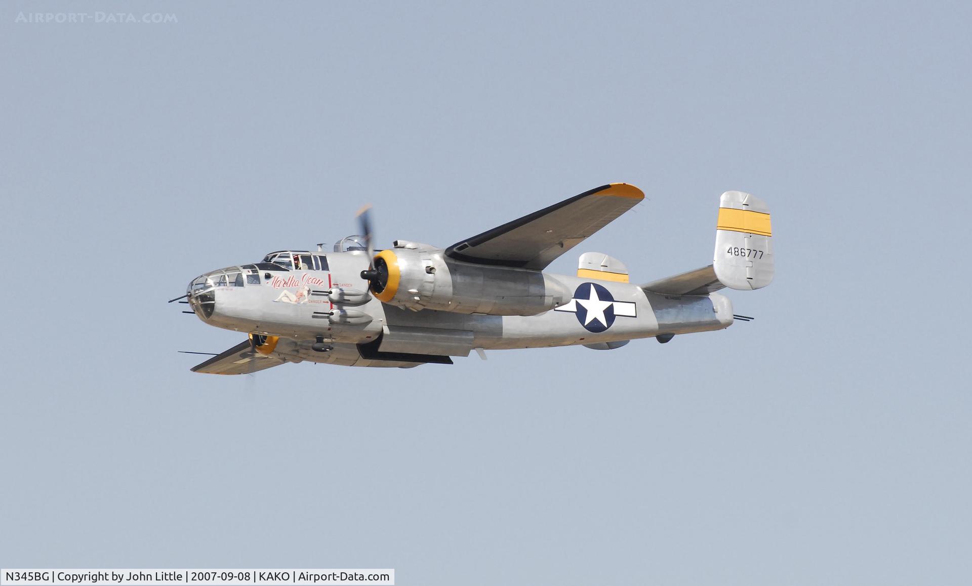 N345BG, 1944 North American TB-25N Mitchell C/N 108-47531, B-25 Action Shot - National Radial Engine Exhibition 2007 - Akron Colorado