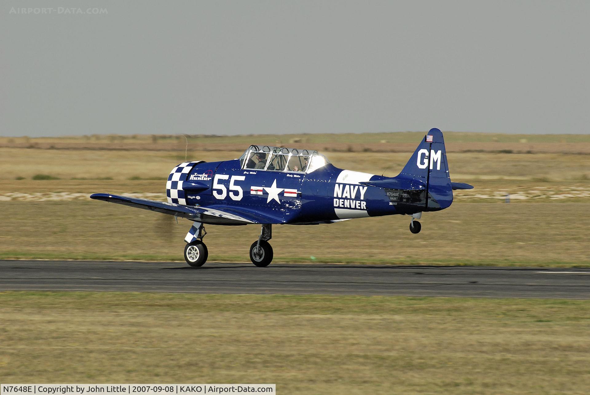 N7648E, 1942 North American SNJ-3 Texan C/N 78-6987, Gary and the SNJ headed home - National Radial Engine Exhibition 2007 - Akron Colorado