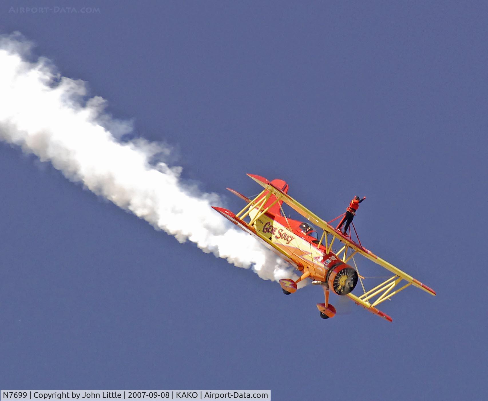 N7699, 1972 Grumman G-164A Show Cat C/N 1004, Gene Soucy & Teresa Stokes - Wing Walking - National Radial Engine Exhibition - 2007 Akron Colorado