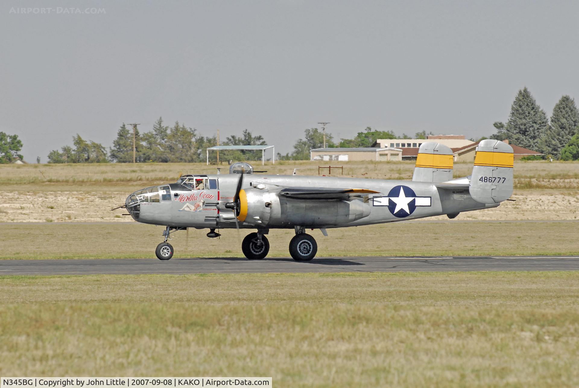 N345BG, 1944 North American TB-25N Mitchell C/N 108-47531, B-25 Taxi to Take-Off - National Radial Engine Exhibition - Akron Colorado