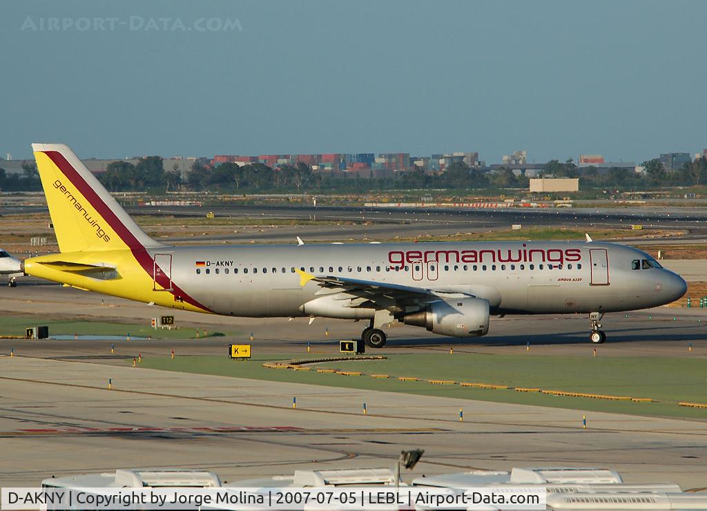 D-AKNY, 1996 Airbus A320-212 C/N 579, Entering at KILO for taxi RWY 07R.