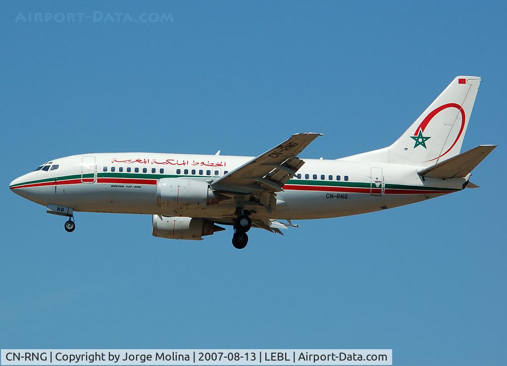 CN-RNG, 1995 Boeing 737-5B6 C/N 27679, RAM on final RWY 25R.