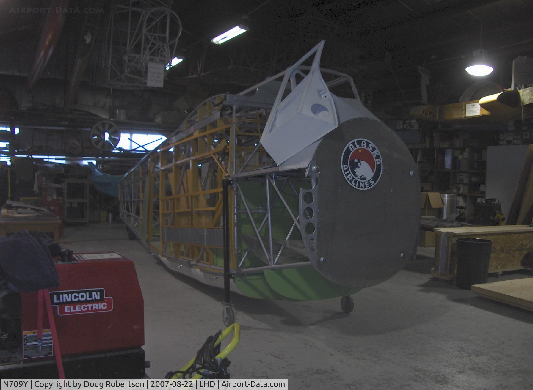 N709Y, 1931 American Airplane & Engine Pilgrim 100B C/N 6605, 1931 American Airplane & Engine PILGRIM 100-B, P&W R-1340 600 Hp, under complete reconstruction/restoration, at Alaska Aviation Heritage Museum, engine firewall, pilot door open