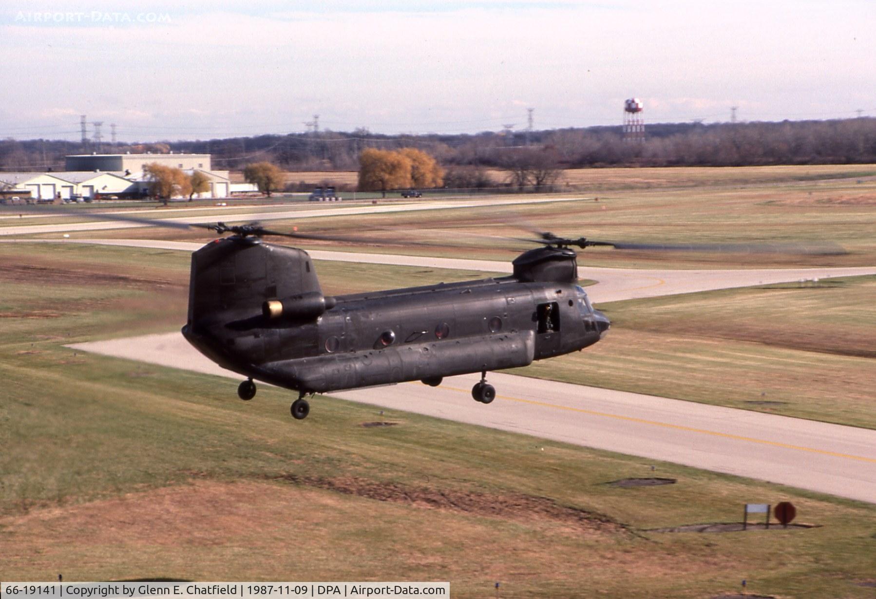 66-19141, 1967 Boeing Vertol CH-47B Chinook C/N B.399, CH-47B flying by the control tower; later rebuilt as CH-47D