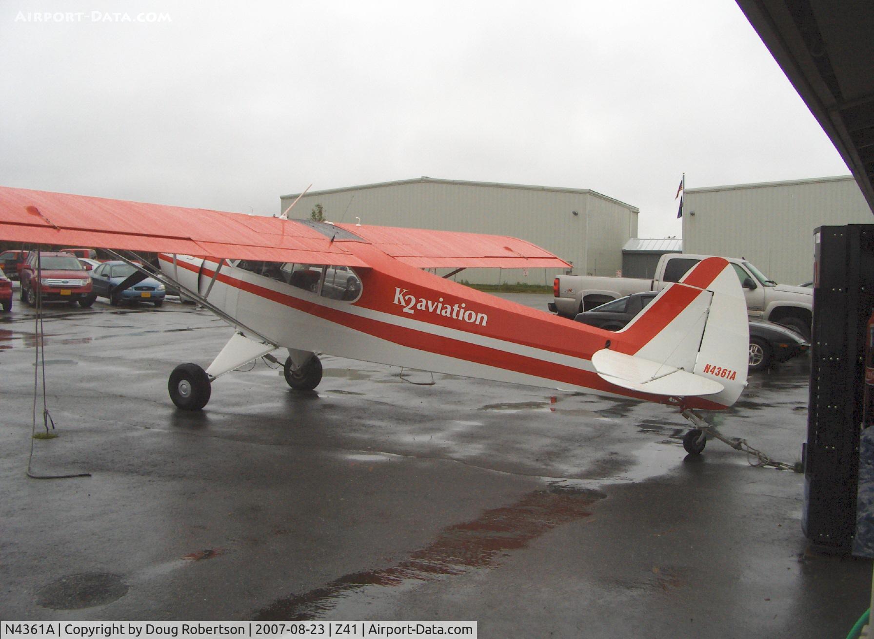 N4361A, 1956 Piper PA-18-150 Super Cub C/N 18-4820, 1956 Piper PA-18-150 SUPER CUB, Lycoming O-320 150 Hp, Micro vortex generators, of K2 Aviation-a sister company of Rust's Flying Service, Experimental class