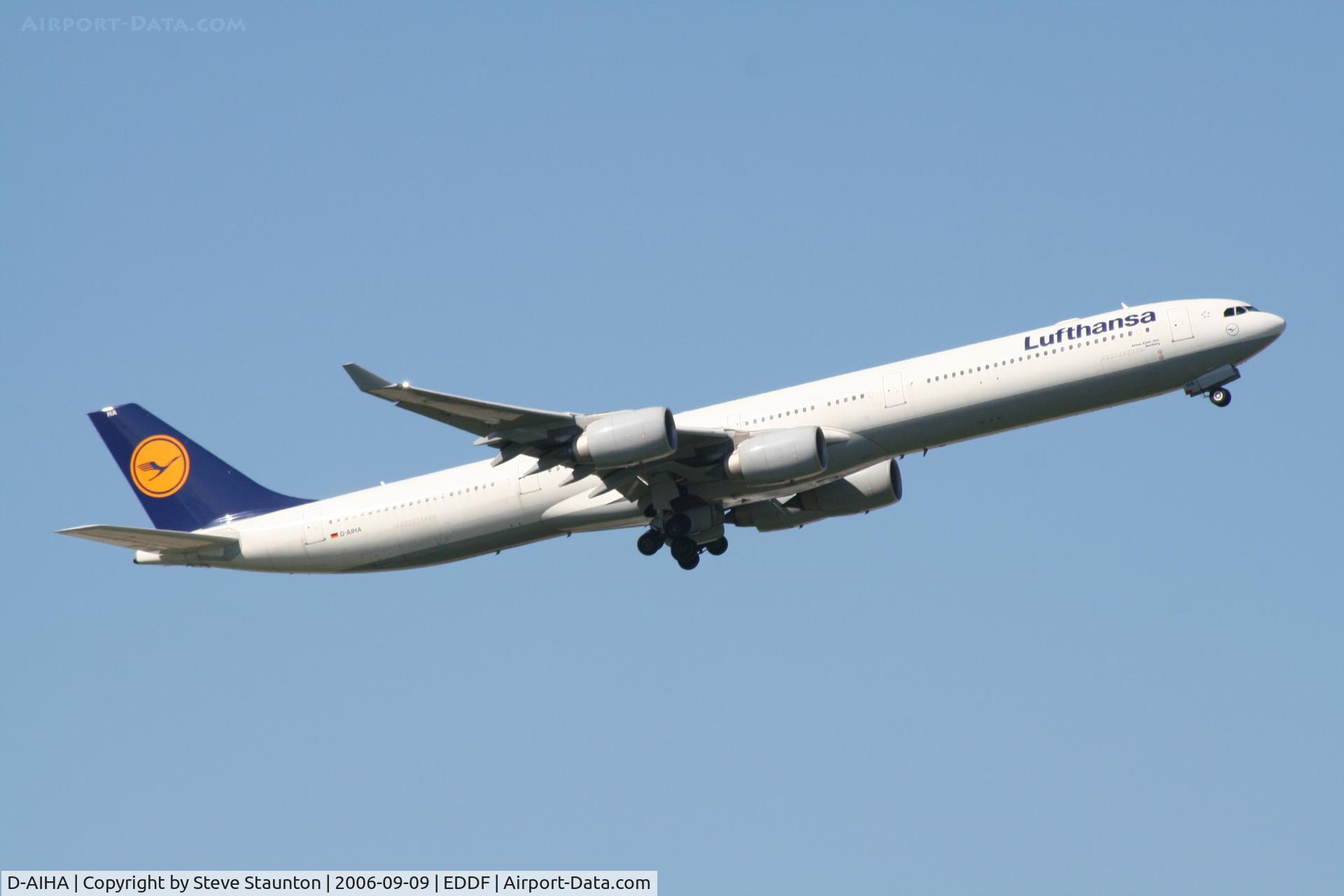D-AIHA, 2003 Airbus A340-642 C/N 482, Taken at Frankfurt September 2006
